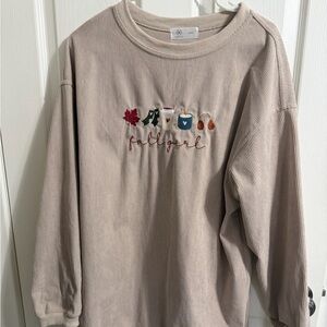 Cozy Beige Fall Graphic Sweatshirt